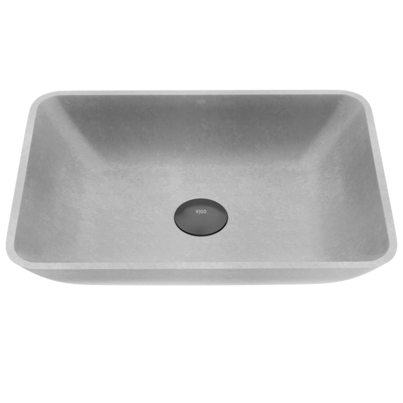 VIGO Duomo Gothic ConcretoStone 18x13-in Deep Grey Bathroom Sink/Basin with Rectangular Vessel H0
