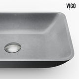 VIGO Duomo Gothic ConcretoStone 18x13-in Deep Grey Bathroom Sink/Basin with Rectangular Vessel
