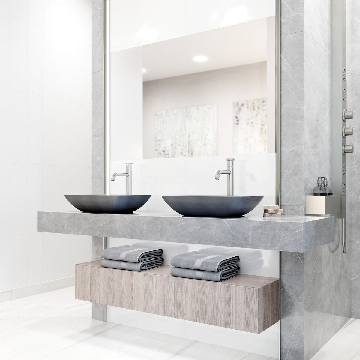 VIGO Duomo Gothic ConcretoStone 18x13-in Deep Grey Bathroom Sink/Basin with Rectangular Vessel