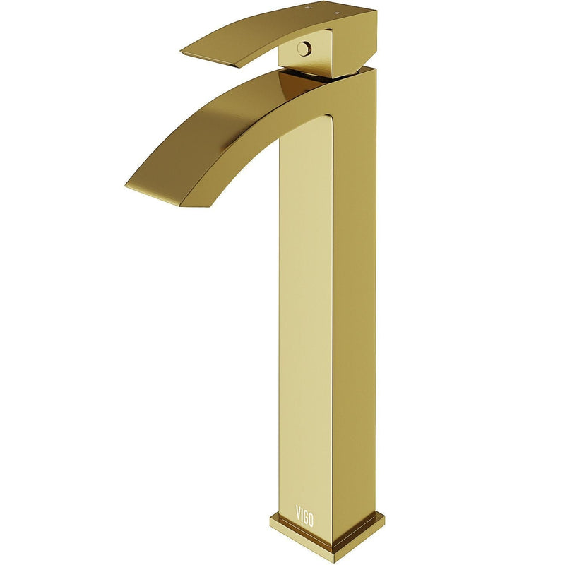 VIGO Duris Single Handle Vessel Sink Bathroom Faucet with Deck Plate, Matte BGold L4