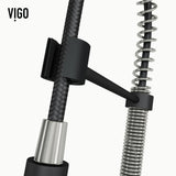 VIGO Edison Single Handle Pull Down Kitchen Faucet, Stainless Steel/Matte Black