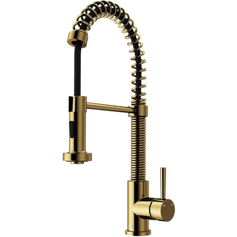 VIGO Edison Single Handle Pull Down Sprayer Kitchen Faucet, Matte Gold X2