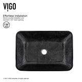 VIGO Glass Grey Onyx Bathroom Sink/Basin Set with Niko Faucet and Rectangular Vessel