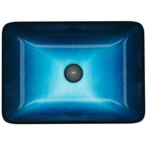VIGO Glass Rectangular Vessel Bathroom Sink/Basin, Turquoise
