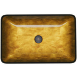 VIGO Glass Rectangular Vessel Bathroom Sink/Basin with Rounded Edges & Deep Bowl, Copper