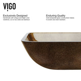 VIGO Glass Rectangular Vessel Bathroom Sink/Basin with Rounded Edges & Deep Bowl, Copper