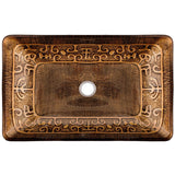 VIGO Glass Rectangular Vessel Bathroom Sink/Basin with Rounded Edges & Deep Bowl, Gold