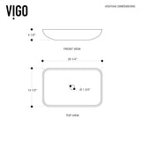 VIGO Glass Rectangular Vessel Bathroom Sink/Basin with Rounded Edges & Deep Bowl, Gold