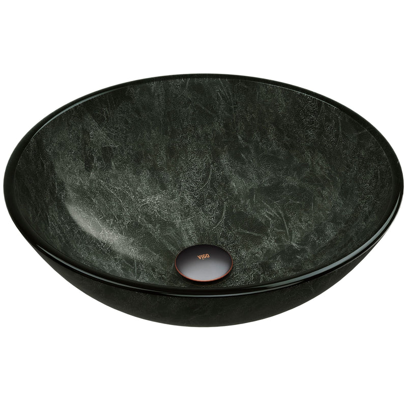 VIGO Glass Round Vessel Bathroom Sink/Basin with Deep Bowl, Gray O5
