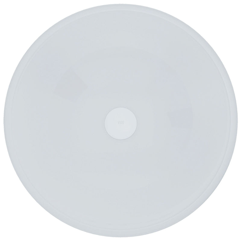 VIGO Glass Round Vessel Bathroom Sink/Basin with Rounded Edges & Deep Bowl, White J4