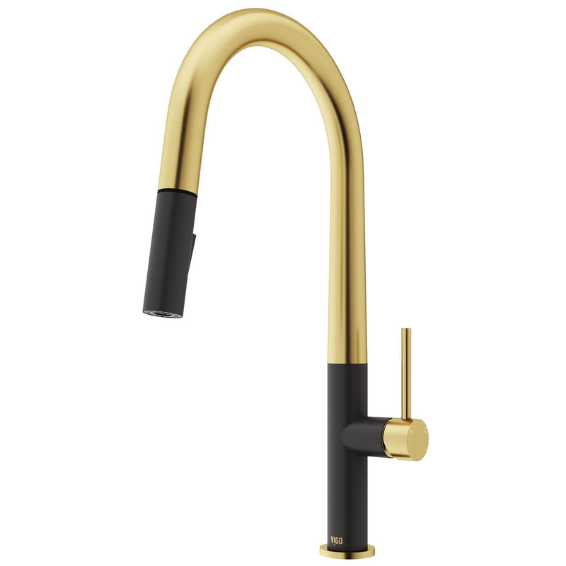 VIGO Greenwich 18-in Single-Handle Black/Gold Kitchen Faucet P5