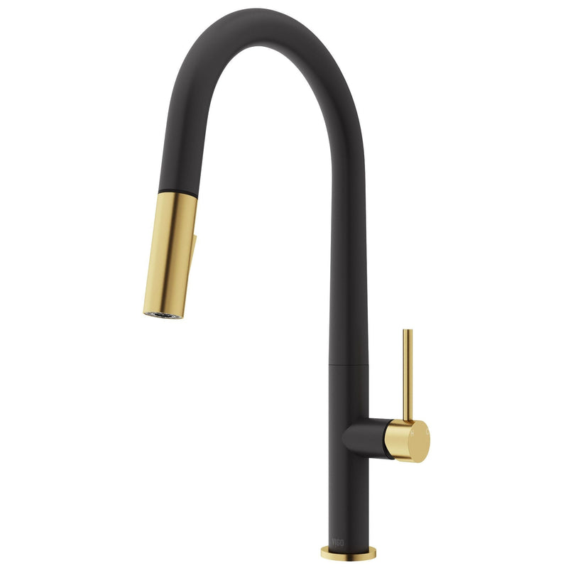VIGO Greenwich 18-in Single-Handle Gold/Black Kitchen Faucet O4