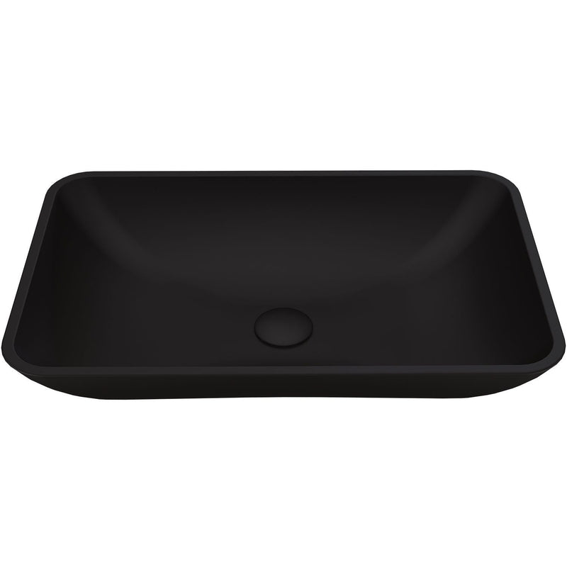 VIGO Hadyn Glass Rectangular Vessel Bathroom Sink/Basin with Rounded Edges & Deep Bowl, Black L0
