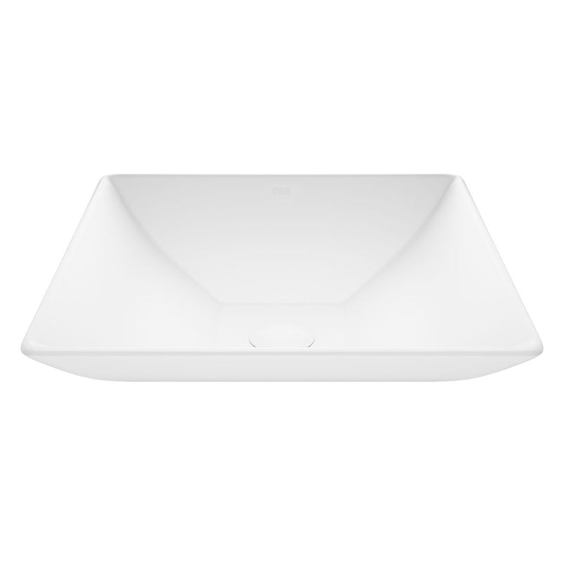 VIGO Hibiscus Matte Stone Round Vessel Bathroom Sink/Basin, Above-Counter Installation, White Q4