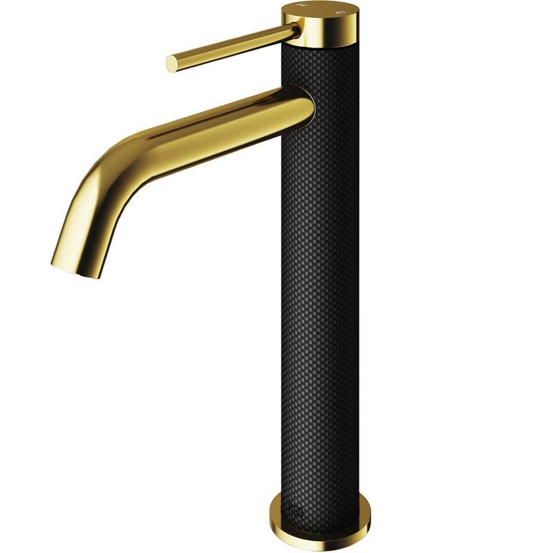VIGO Lexington 8-in Gold/Carbon Fiber Vessel Bathroom Faucet Q1