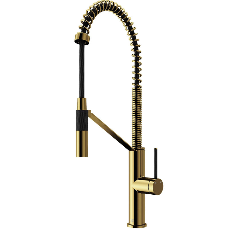 VIGO Livingston Single Handle Magnetic Pull Down Sprayer Kitchen Faucet with cFiber, Matte Gold X1