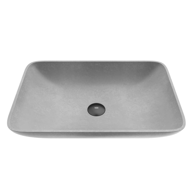 VIGO Lorca Gothic ConcretoStone 22x15-in Deep Grey Bathroom Sink/Basin with Rectangular Vessel J5