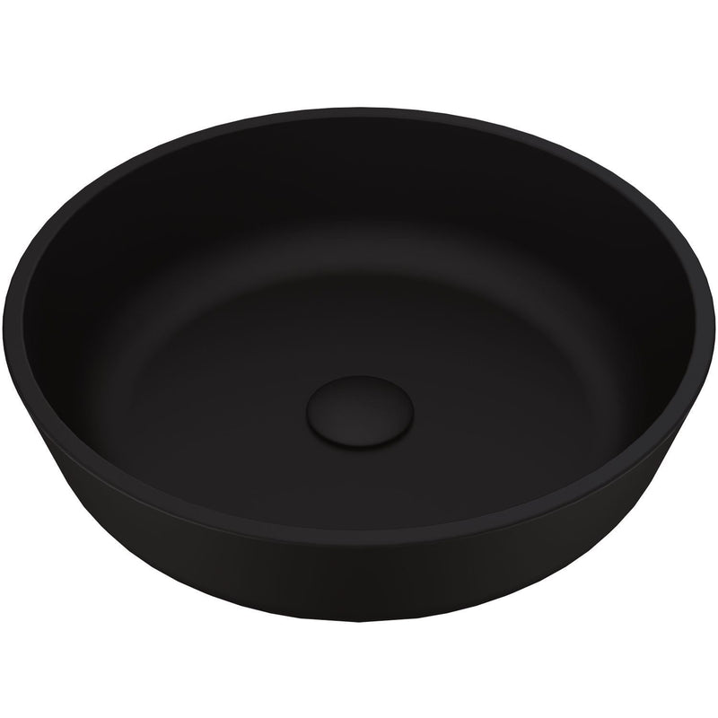 VIGO Modus Glass Round Vessel Bathroom Sink/Basin with Rounded Edges & Deep Bowl, Black T3