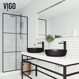 VIGO Modus Glass Round Vessel Bathroom Sink/Basin with Rounded Edges & Deep Bowl, Black