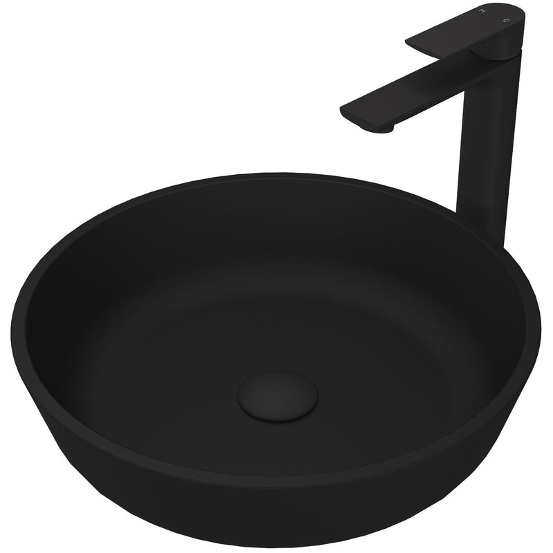 VIGO Modus MatteShell Matte Black Bathroom Sink/Basin Set with Norfolk Faucet and Round Glass Vessel P7