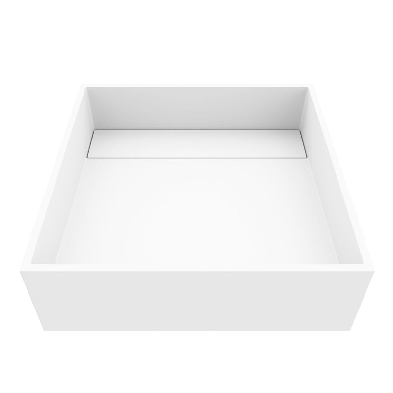 VIGO Montauk MatteStone 15x15-in Deep White Bathroom Sink/Basin with Rectangular Vessel V5