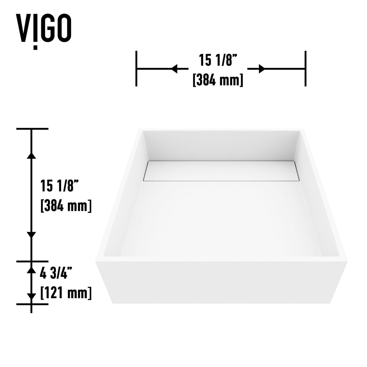 VIGO Montauk MatteStone 15x15-in Deep White Bathroom Sink/Basin with Rectangular Vessel