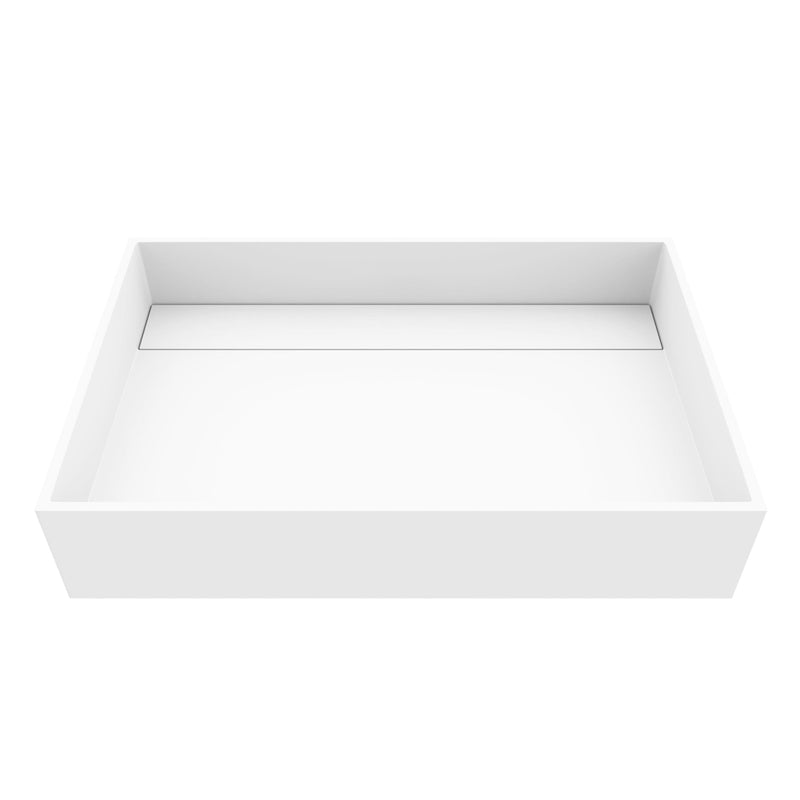 VIGO Montauk MatteStone 23x15-in Deep White Bathroom Sink/Basin with Rectangular Vessel E0