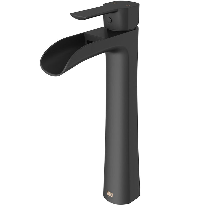 VIGO Niko Single Handle Single Hole Bathroom Sink Faucet, Matte Black S6