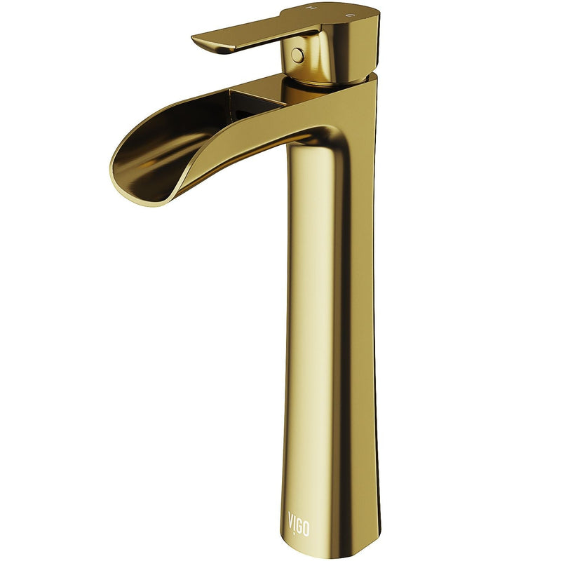 VIGO Niko Single Handle Single-Hole Bathroom Vessel Faucet in Matte Brushed Gold Z8