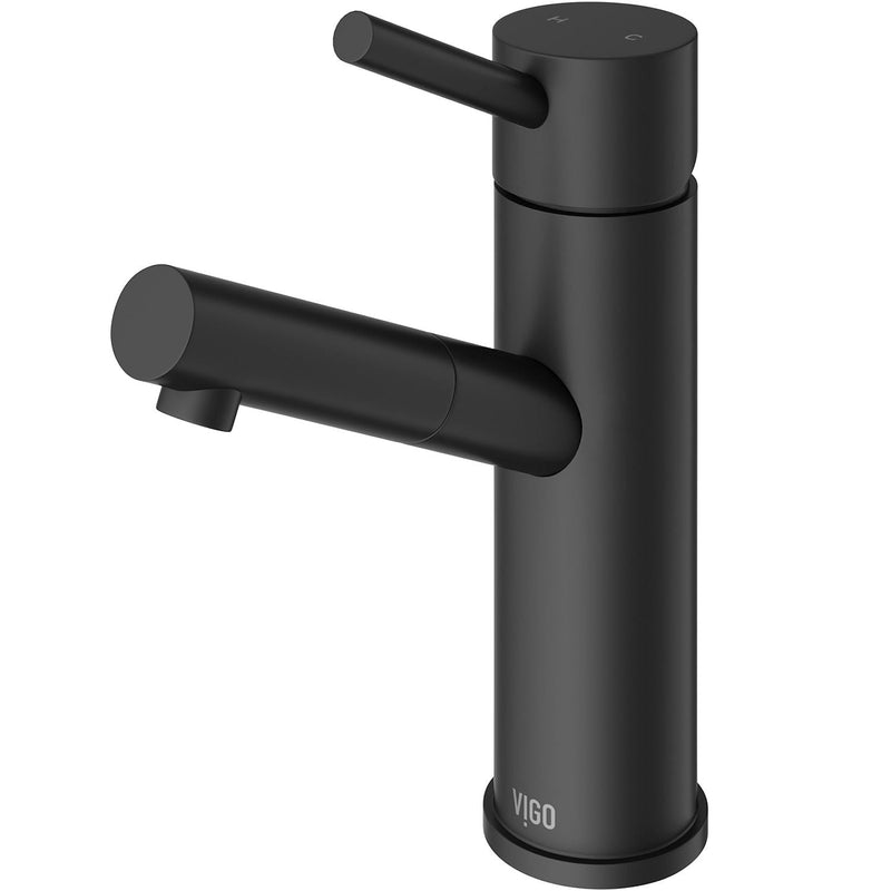 VIGO Noma Single Handle Single Hole Bathroom Sink Faucet, Matte Black, H8