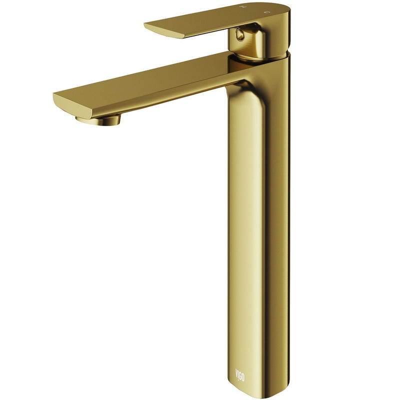 VIGO Norfolk Single Handle Vessel Single Hole Bathroom Sink Faucet, Matte Gold X0