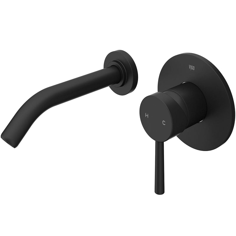 VIGO Olus Single Handle Wall Mount Bathroom Sink Faucet, WaterSense Certified, Matte Black Z0