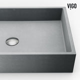 VIGO Orvieto Gothic ConcretoStone 24x15-in Deep Grey Bathroom Sink/Basin with Rectangular Vessel