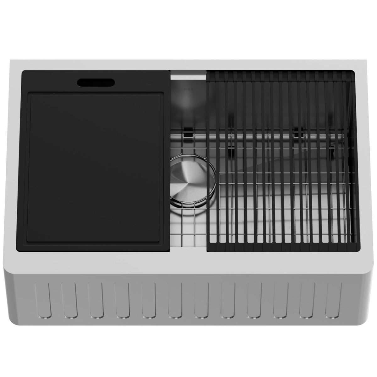 VIGO Oxford 1-Bowl Stainless Steel Apron Front Farmhouse Kitchen Sink with Accessories, 30-in
