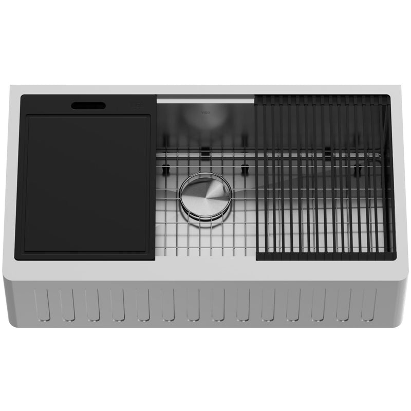 VIGO Oxford Single Farmhouse Kitchen Sink, 36-in x 21-in X8