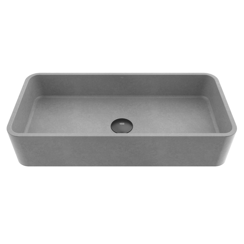 VIGO Palazzo Gothic ConcretoStone 24x11-in Deep Grey Bathroom Sink/Basin with Rectangular Vessel F1