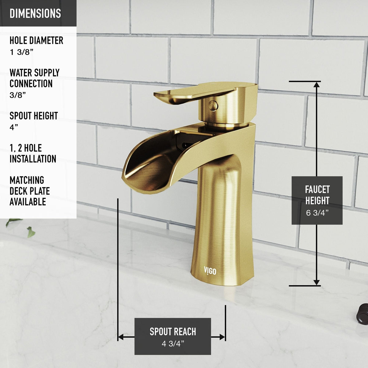 VIGO Paloma Single Handle Single Hole Bathroom Sink Faucet, WaterSense Certified, Matte Gold