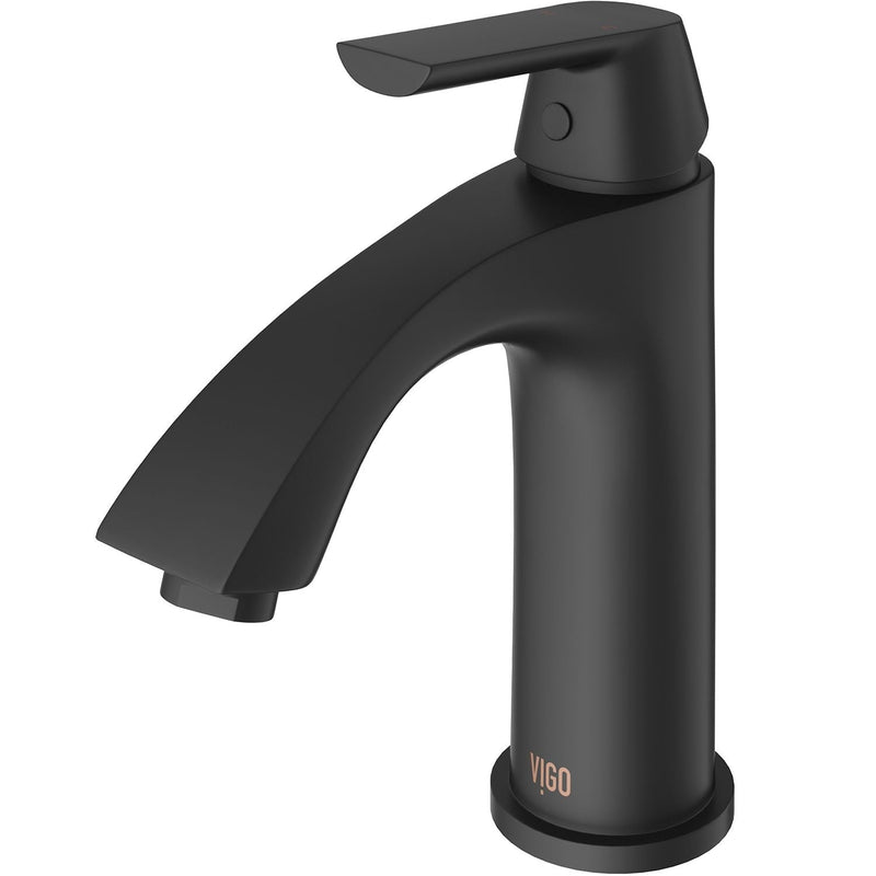 VIGO Penela Single Handle Single Hole Bathroom Sink Faucet, Matte Black, A2