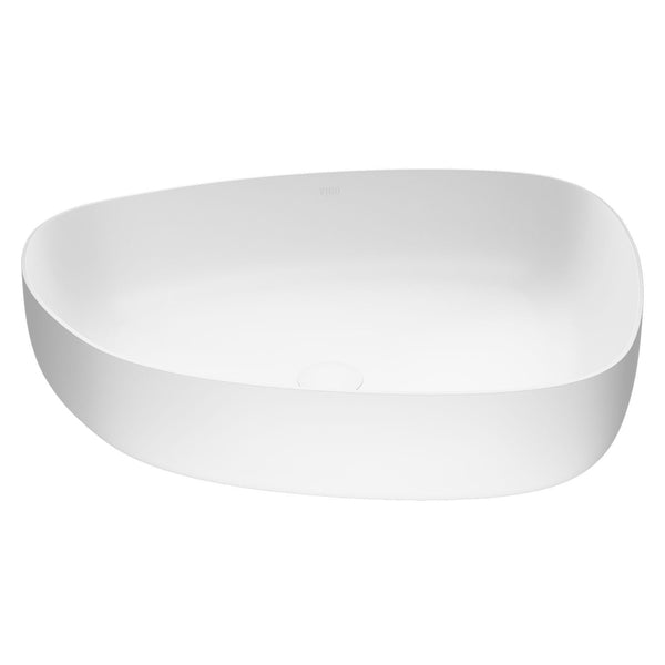 VIGO Peony Matte Stone Novelty Composite Vessel Bathroom Sink/Basin with Deep Bowl, White T8