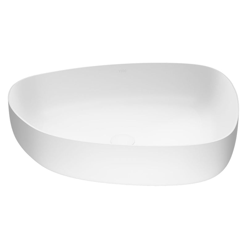 VIGO Peony Matte Stone Novelty Composite Vessel Bathroom Sink/Basin with Deep Bowl, White T8