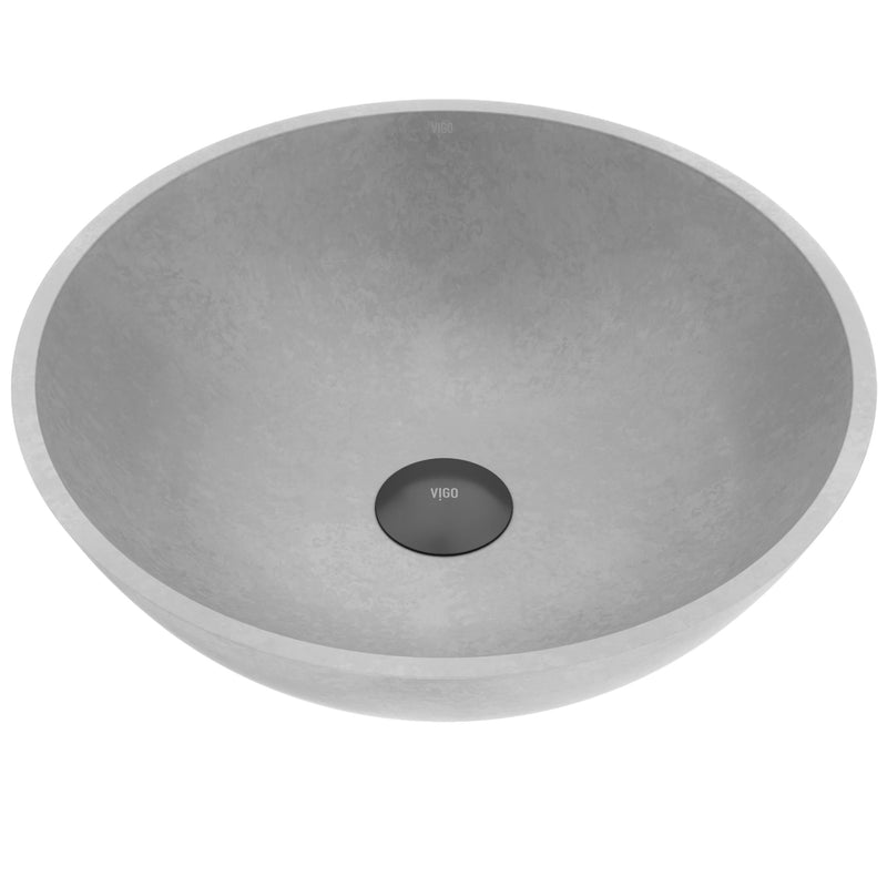 VIGO Ravenna Gothic ConcretoStone 16x16-in Deep Grey Bathroom Sink/Basin with Round Vessel K6