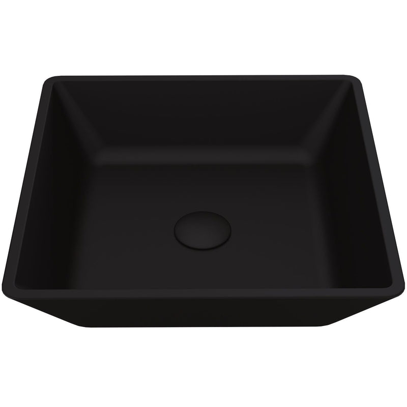 VIGO Roma Glass Square Vessel Bathroom Sink/Basin with Rounded Edges & Deep Bowl, Black N9