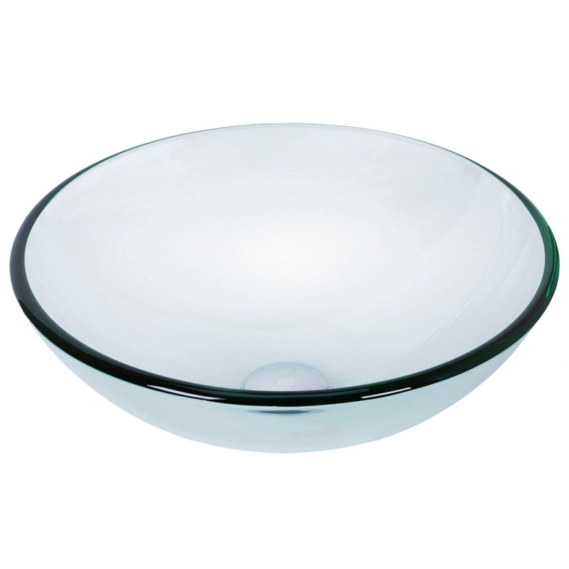 VIGO Round Glass Vessel Bathroom Sink/Basin with Repellent Seal Coating, Crystalline P5