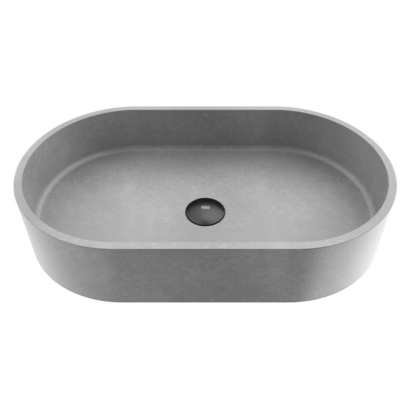 VIGO Sagrada Gothic ConcretoStone 24x14-in Deep Grey Bathroom Sink/Basin with Rectangular Vessel D4