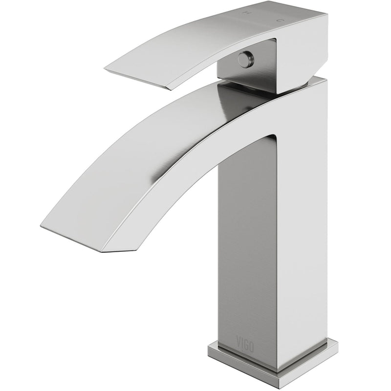 VIGO Satro Single Handle Single Hole Bathroom Sink Faucet, WaterSense Certified, Brushed Nickel C1