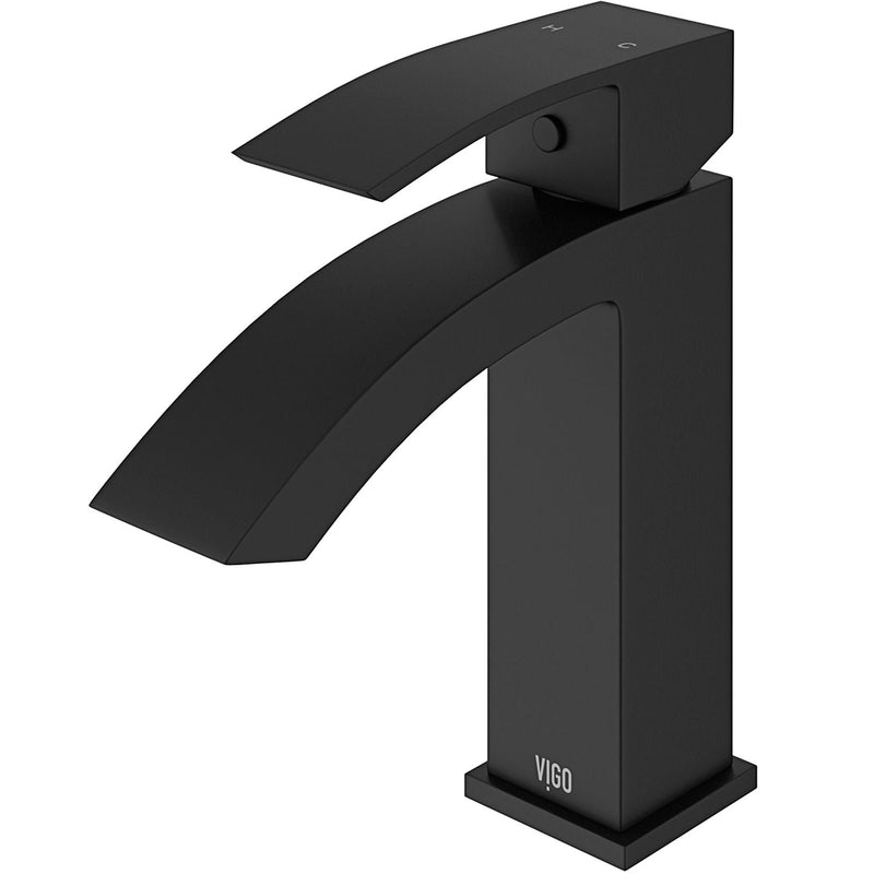 VIGO Satro Single Handle Single Hole Bathroom Sink Faucet, WaterSense Certified, Matte Black I9