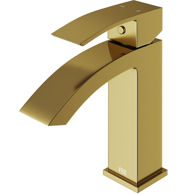 VIGO Satro Single Handle Single Hole Bathroom Sink Faucet, WaterSense Certified, Matte Gold K9