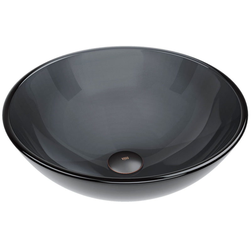 VIGO Sheer Glass Round Vessel Bathroom Sink/Basin with Deep Bowl, Black X8