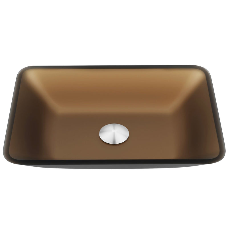 VIGO Sottile Glass Bathroom Sink/Basin and Faucet Set with Rectangular Vessel, Various Colours I2