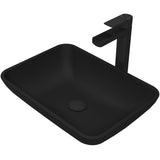 VIGO Sottile MatteShell Blue Bathroom Sink/Basin Set with Amada Faucet and Glass Rectangular Vessel
